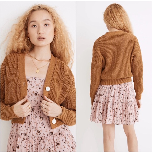Madewell Sweaters - Madewell Greywood Crop Cardigan Sweater Button Front 100% Cotton Toffee Sz XS